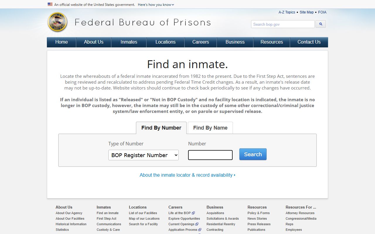 Humphreys County inmate population federal BOP inmate locator