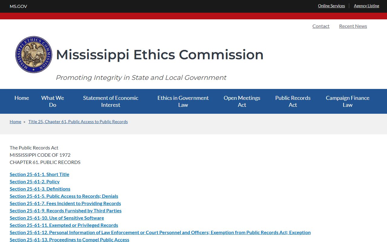 Humphreys County jail mugshots Mississippi Public Records Act booking photo request source